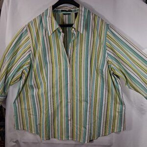 Liz Clairborne Women's Striped Button-Down Shirt Size 20 W